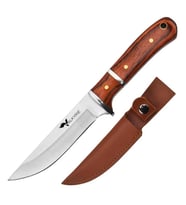 Valkyrie 3CR14MOV Paslanmaz Çelik Av Bıçağı – Ahşap Saplı, Kılıflı Kamp ve Outdoor Bıçağı Kırmızı