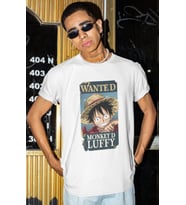 Wanted Monkey D. Luffy Baskılı Unisex Oversize One Piece Anime Karakter Tişört