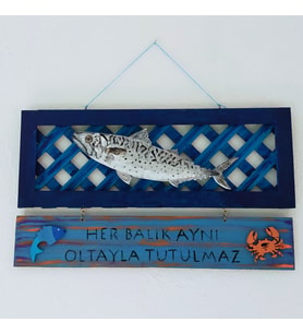 Woodensea Kolyoz Balık Deniz Tasarımlı Ahşap Duvar Dekoru El Yapımı