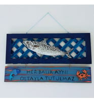 Woodensea Kolyoz Balık Deniz Tasarımlı Ahşap Duvar Dekoru El Yapımı