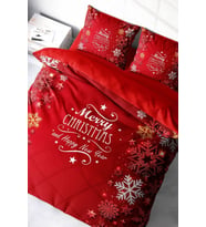Yılbaşı Nevresim Takım %100 Doğal Pamuk Merry Christmas Çift Kişilik Snowflake