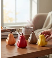 Düz Kabak 3'lü Mum - Mumelia Candles Doğal Soya, El Yapımı, Dekoratif