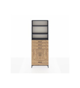 Arges Dolap 5 Raflı 4 Çekmeceli 2 Kapaklı 88x30x243 Antrasit-Çam
