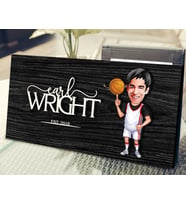 BK Gift Kişiye Özel Erkek Basketbol Oyuncusu Karikatürlü Kabartma Figürlü Ahşap Tablo, Duvar Dekoru, Arkadaşa Hediye, Özel Tasarım Ev Hediyesi-1 (Siyah)