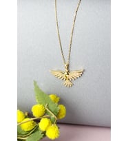 Kuş Kolye Zirkon Taşlı 925 Ayar Gümüş Kolye (Gold)