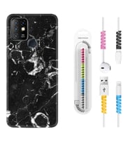 INFINIX Hot 8 9 10 11S Hot 10 Play 10T Kılıf Kablo Koruma Spiral Silikon Black Hole Marble 1387
