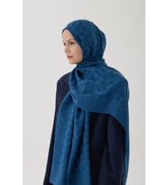 Valentino Orlandi Logo Serisi Monogram Şal - 06244 (İndigo)