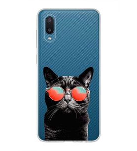 PrintiFy Samsung Galaxy A02 ile Uyumlu 1mm Slim Fit Kedi 3 050d Baskılı Şeffaf  Kılıf