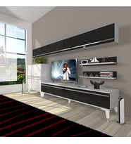 Decoraktiv Eko 8 Mdf Std Silver Tv Ünitesi Tv Sehpası (Siyah - Beyaz)