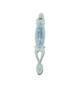 Miray 128 mm Metal beyaz Kasa Beyaz Mavi Çiçek Desenli  / 5 ADET (Gümüş)