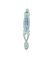 Miray 128 mm Metal beyaz Kasa Beyaz Mavi Çiçek Desenli  / 5 ADET (Gümüş)