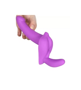 CHARM Uyarıcı Tamponlu Ultra Yumuşak Çift Taraflı Kemerli Silikon Dildo Penis - Mor