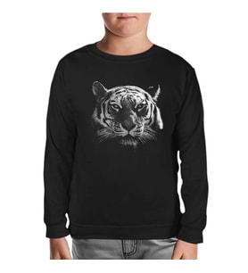 Hayvan - Kaplan Piksel Siyah Çocuk Sweatshirt