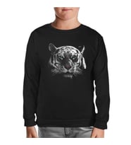 Hayvan - Kaplan Piksel Siyah Çocuk Sweatshirt