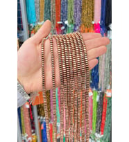 Hematit Taşı Rondela Kesim Antik Bakır 6x3mm Doğal Taş Dizi