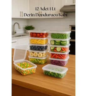 12?li Derin Dondurucu Saklama Kabı & Organizeri 1 lt 12,5x19,5x5,5 cm