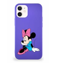 Apple iPhone 12 Mini Soft Premier Kapak Minnie Mouse-E Tasarımlı Silikon Kılıf - Mor (Şeffaf)