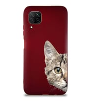 Huawei P40 Lite Soft Premier Kapak Catface Tasarımlı Silikon Kılıf - Mürdüm (Şeffaf)