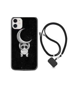 Apple Iphone 13 Mini Kılıf Resimli Desenli Silikon Boyun Askılı Panda Moon 1811
