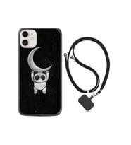 Apple Iphone 13 Mini Kılıf Resimli Desenli Silikon Boyun Askılı Panda Moon 1811