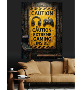 Caution Extreme Gaming Inside Tabelası Dekoratif Kanvas - Mdf Ahşap Tablo