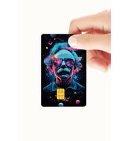Albert Einstein Uzay Temalı Renkli Kredi Ve Banka Kartı Kaplama Sticker