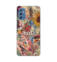 Samsung Galaxy M52 Uyumlu Aesthetic Vintage Kolaj Desenli Şeffaf Telefon Kılıfı