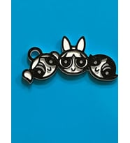 Powerpuff Girls 3D Baskı Anahtarlık (Siyah & Beyaz)