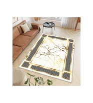 Rovigo Home Dijital Baskı Yıkanabilir Kaymaz Taban Salon Halısı RVG0492 (Sarı)