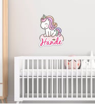 BK Gift Kişiye Özel Unicorn Tasarımlı Çocuk Odası Ahşap Duvar Süsü-3 (Beyaz)