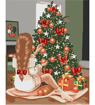 Noel ağacı Sayılarla Boyama Seti 50x65 cm (Tuval Şasesine Gerili)