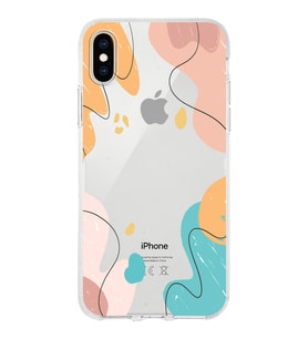 Apple iPhone XS Max Uyumlu Kapak Karışık Renkler Tasarımlı Şeffaf Silikon Kılıf