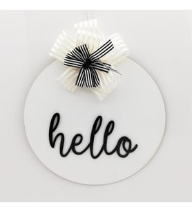 Lora Davet Ahşap Kapı süsü Hello (1 Adet) Beyaz - 54240