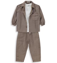 Civil Boys Gabardin Çizgili 3 lü 2-5 Yaş Takım - Kahve