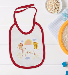 BK Kids Kişiye Özel İsimli Kırmızı Bebek Mama Önlüğü-31