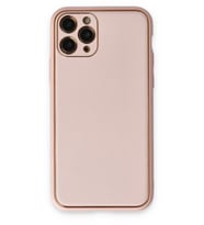 Durukar® iPhone 11 Pro Kılıf Coco Deri Silikon Kapak - Pudra