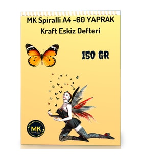 MK Spiralli A4 Kraft Defter 60 Yaprak