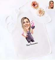 BK Gift Kişiye Özel Kadın Karikatürlü Beyaz Mutfak Önlüğü-11