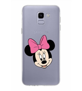 Samsung Galaxy J6 Kapak Minnie Mouse Tasarımlı Şeffaf Silikon Kılıf