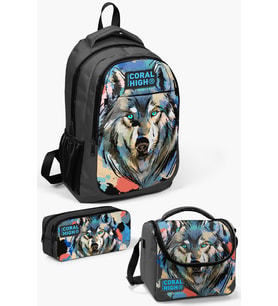 Coral High Kids Gri Siyah Kurt Desenli 3’lü Okul Çanta Seti SET0114404