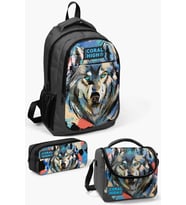 Coral High Kids Gri Siyah Kurt Desenli 3’lü Okul Çanta Seti SET0114404