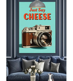 Just Say Cheese fotoğraf makinesi Afiş Dekoratif Kanvas - Mdf Ahşap Tablo