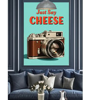 Just Say Cheese fotoğraf makinesi Afiş Dekoratif Kanvas - Mdf Ahşap Tablo