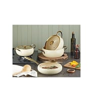 Oms Allure 12001 Pure Ceramıc 7 Parça Biogranit Seramik Set Antrasit Gövde Krem