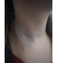 Gümüş kısa choker su yolu taşlı kolye ko9e67