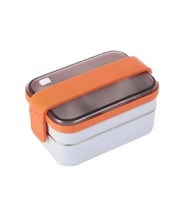 VAGONLIFE BL20183 PASLANMAZ ÇELİK YEMEK KABI - LUNCH BOX 2 KATLI 3 BÖLMELİ 1200 ML BEYAZ-TURUNCU