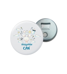 Kişiye Özel Tasarım Hoşgeldin Bebek Biberon Tavşan İsim Baskılı Magnet Açacak (10 Adet) 03