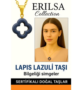 Sertifikalı Gold Yonca Model Lapis Lazuli Taşı Kolye Bilgelik Verir