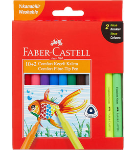 Faber-Castell Comfort Yıkanabilir Keçeli Kalem, 10+2 Neon