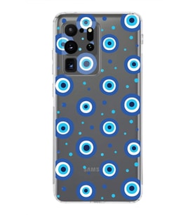 PrintiFy Samsung Galaxy S20 Ultra ile Uyumlu 1mm Slim Fit Nazar Boncuğu 1 Baskılı Şeffaf  Kılıf